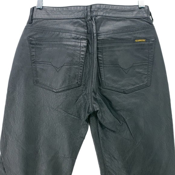 Diesel Slim Straight Leather Pants - Picture 4 of 12